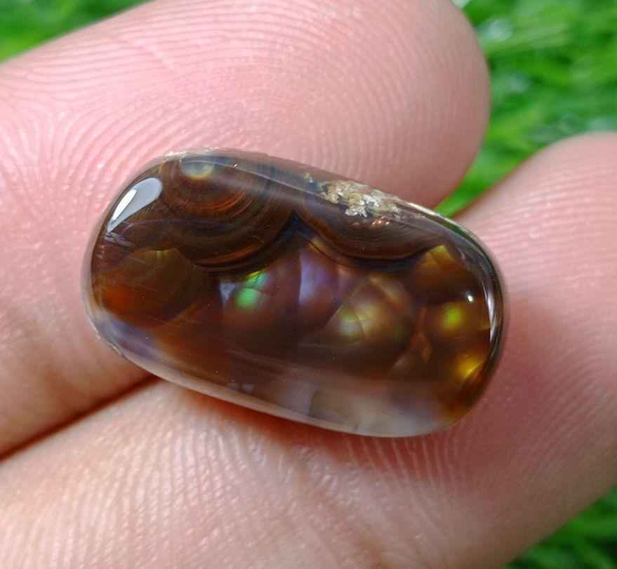 14.65ct Natural Fire Agate From Mexico, Rare Fire Agate, Fire Agate cabochon -  Dimensions - 21x12mm
