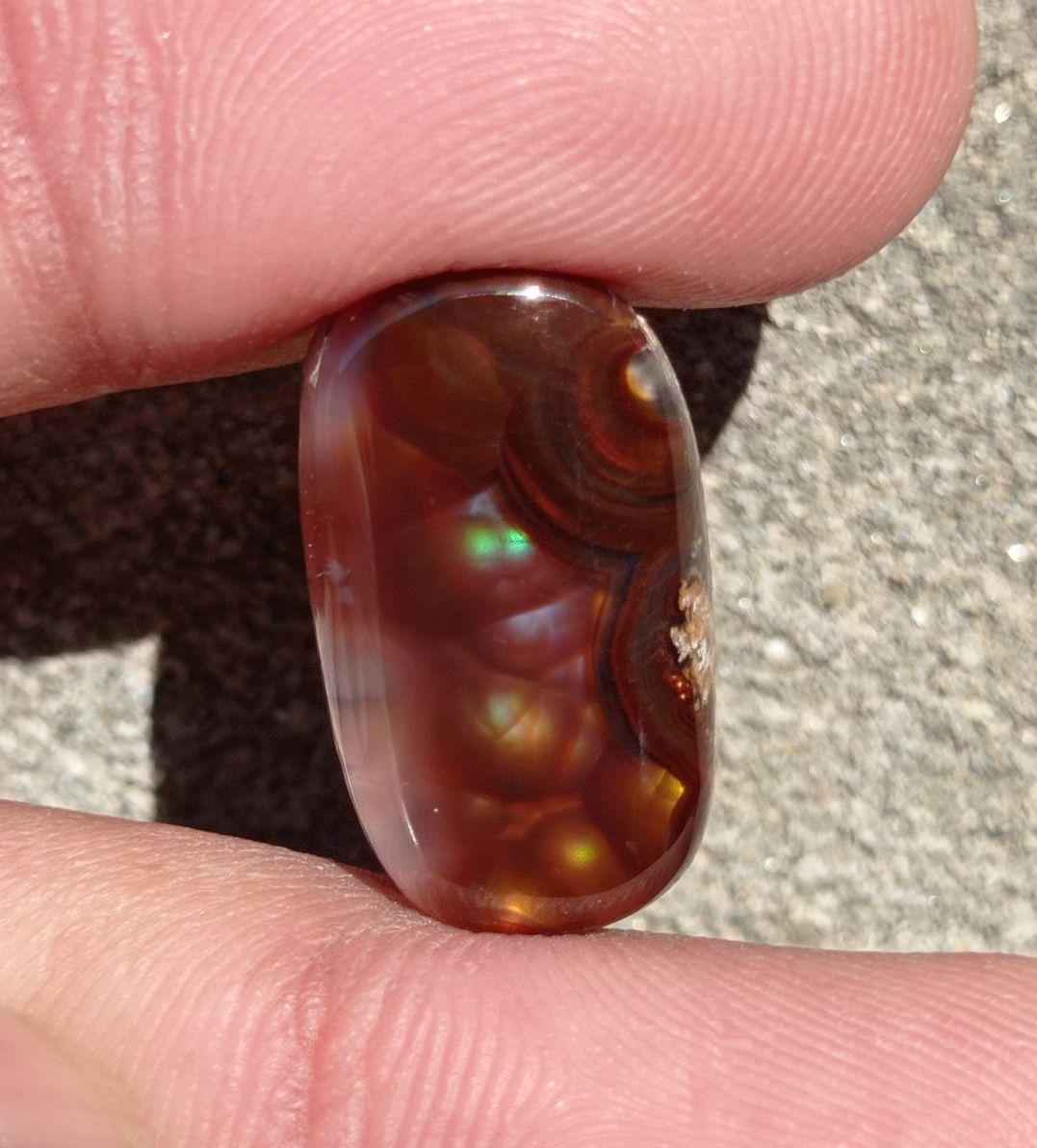 14.65ct Natural Fire Agate From Mexico, Rare Fire Agate, Fire Agate cabochon -  Dimensions - 21x12mm
