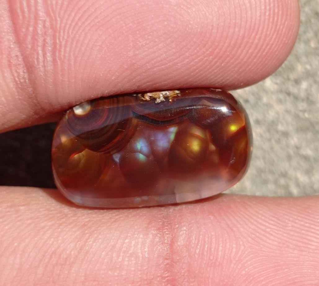 14.65ct Natural Fire Agate From Mexico, Rare Fire Agate, Fire Agate cabochon -  Dimensions - 21x12mm