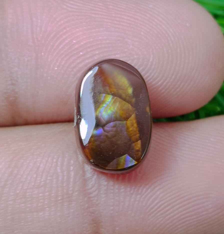 7.25ct Mexican Fire Agate,  Rare Fire Agate, Oval Fire Agate - Perfect gemstone Gift, Yellow-Purple Fire Agate, Dimensions - 13x9x5mm