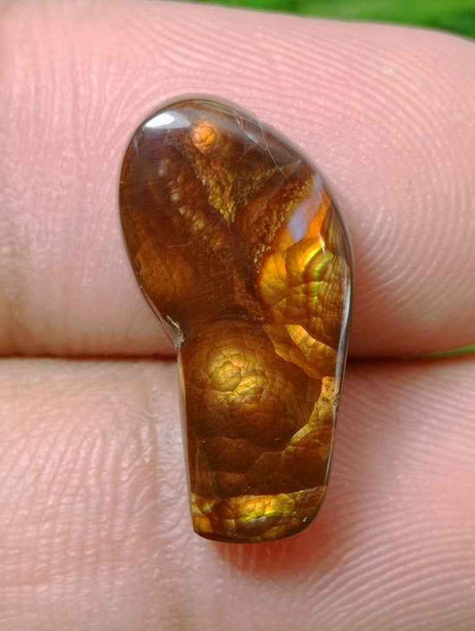 10ct Attractive Fire Agate Suitable for Pendant, Rare Fire Agate, Yellow Fire Agate - Dimensions - 20x10 mm