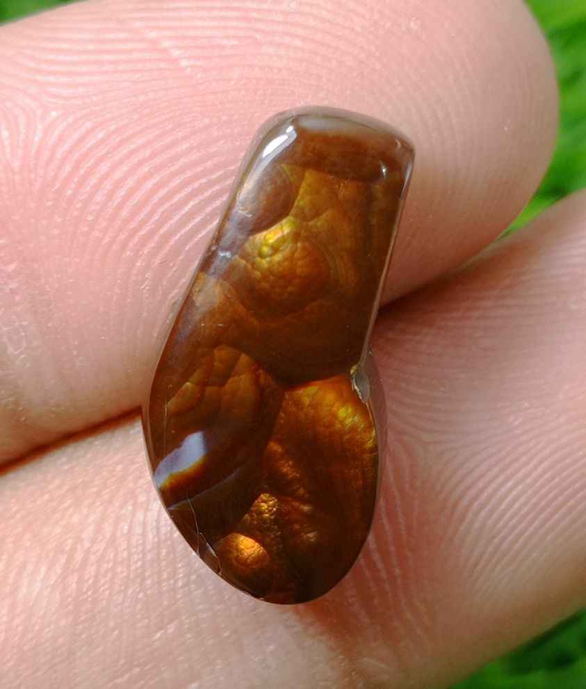 10ct Attractive Fire Agate Suitable for Pendant, Rare Fire Agate, Yellow Fire Agate - Dimensions - 20x10 mm