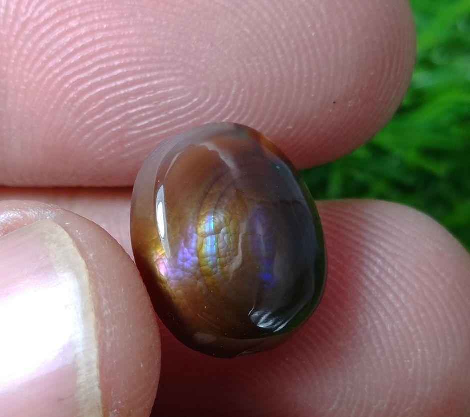 6.7ct Natural Fire Agate, Mexican Fire Agate, Polished Fire Agate Rare Fire Agate - Perfect gemstone Gift, Brown Oval Cabochon Fire Agate, Dimensions -  14x11 mm