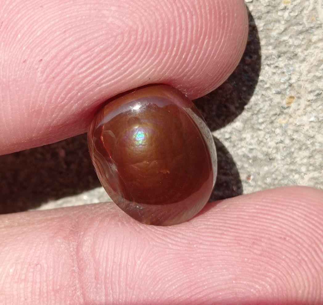 6.7ct Natural Fire Agate, Mexican Fire Agate, Polished Fire Agate Rare Fire Agate - Perfect gemstone Gift, Brown Oval Cabochon Fire Agate, Dimensions -  14x11 mm