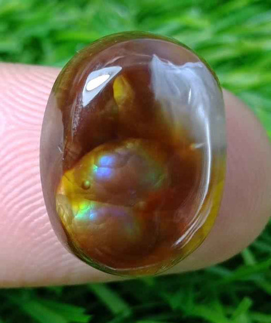 17.9ct Polished Fire Agate, Fire Agate Oval cabochon - Perfect gemstone Gift, Rare Gemstone , Dimensions - 18x13mm