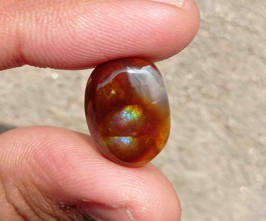 17.9ct Polished Fire Agate, Fire Agate Oval cabochon - Perfect gemstone Gift, Rare Gemstone , Dimensions - 18x13mm