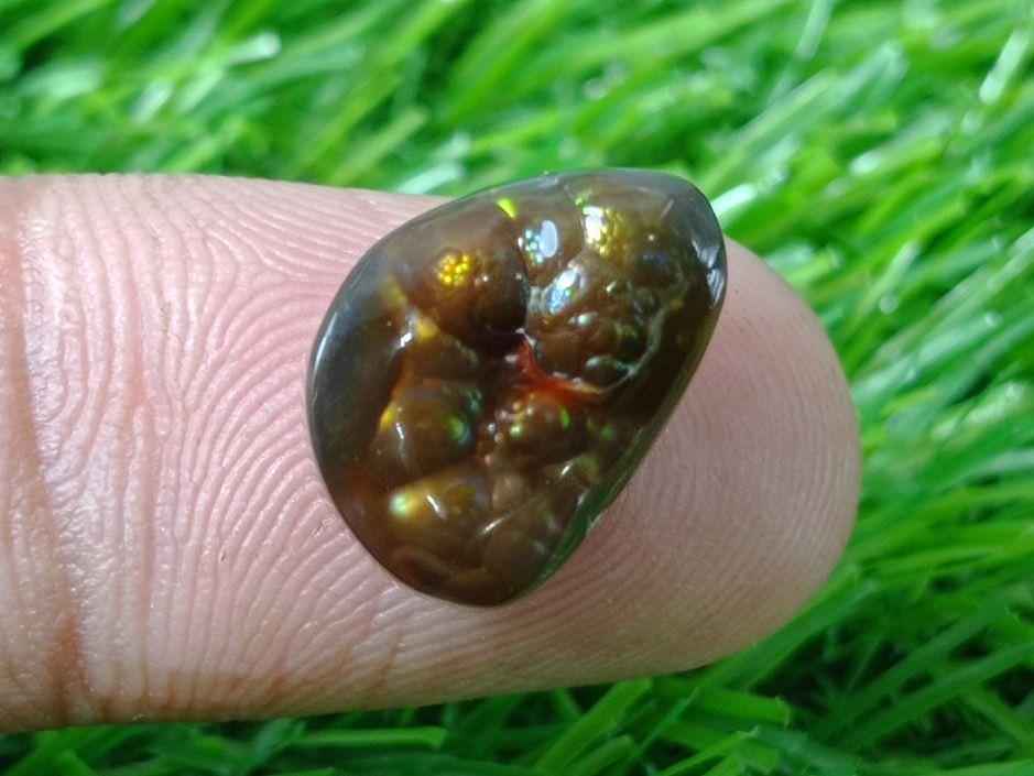 9.4ct Mexican Fire Agate,  Rare Fire Agate, Green Aatshi Aqeeq - Perfect gemstone Gift, Dimensions - 15x12xmm