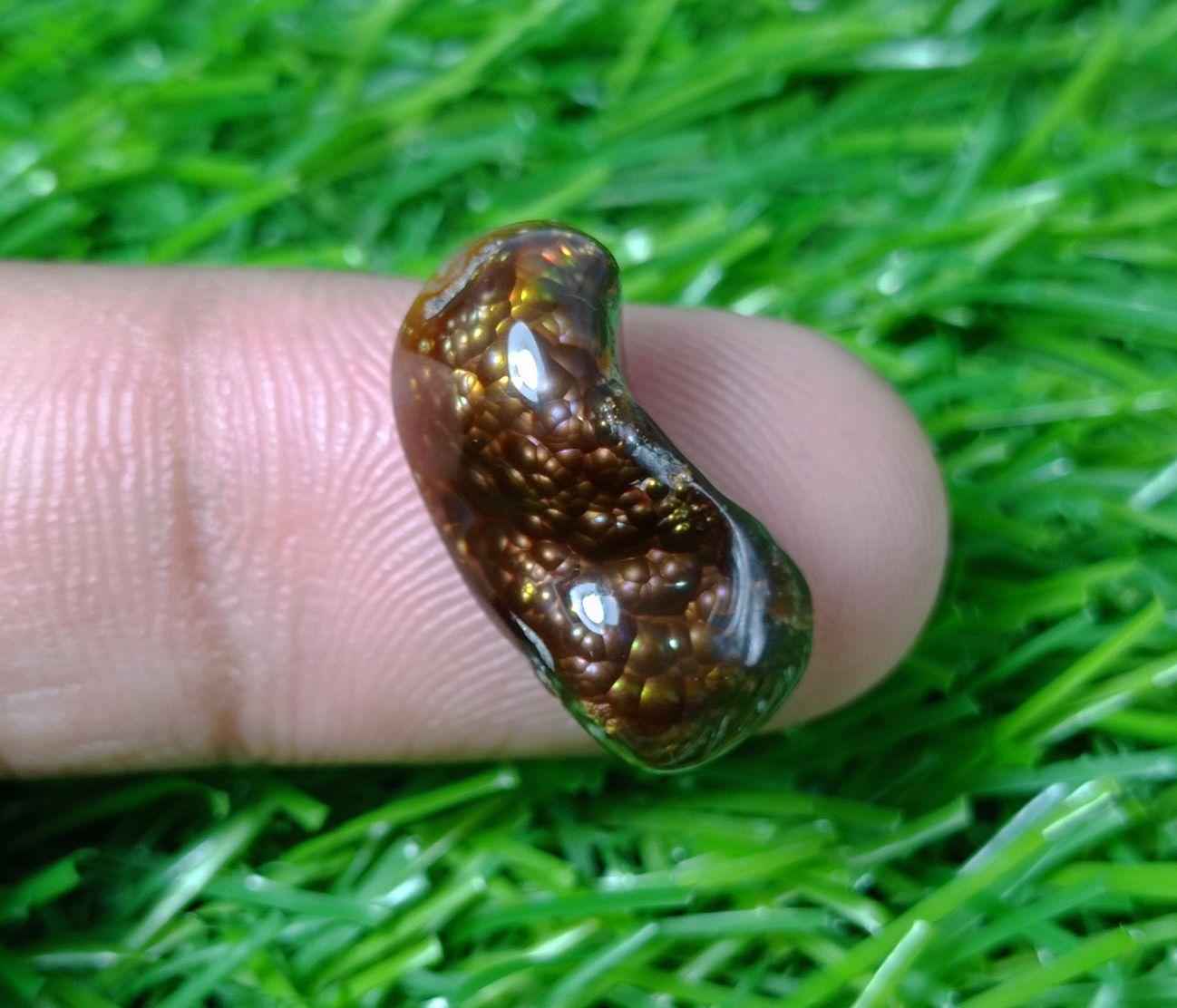 10.7ct Natural Curved Mexican Fire Agate, Rare Gemstone than Diamonds, Bubbly Fire Agate, Dimensions-19x11mm