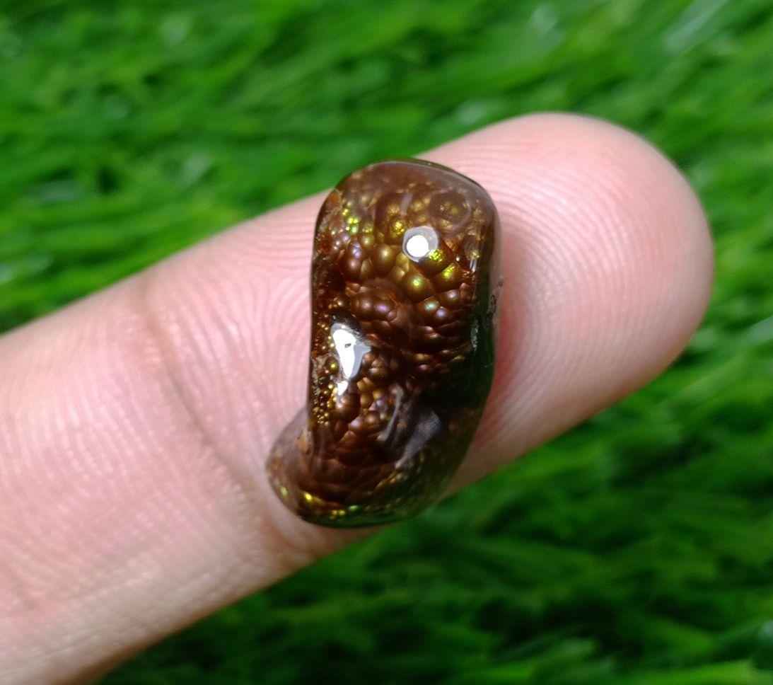 10.7ct Natural Curved Mexican Fire Agate, Rare Gemstone than Diamonds, Bubbly Fire Agate, Dimensions-19x11mm