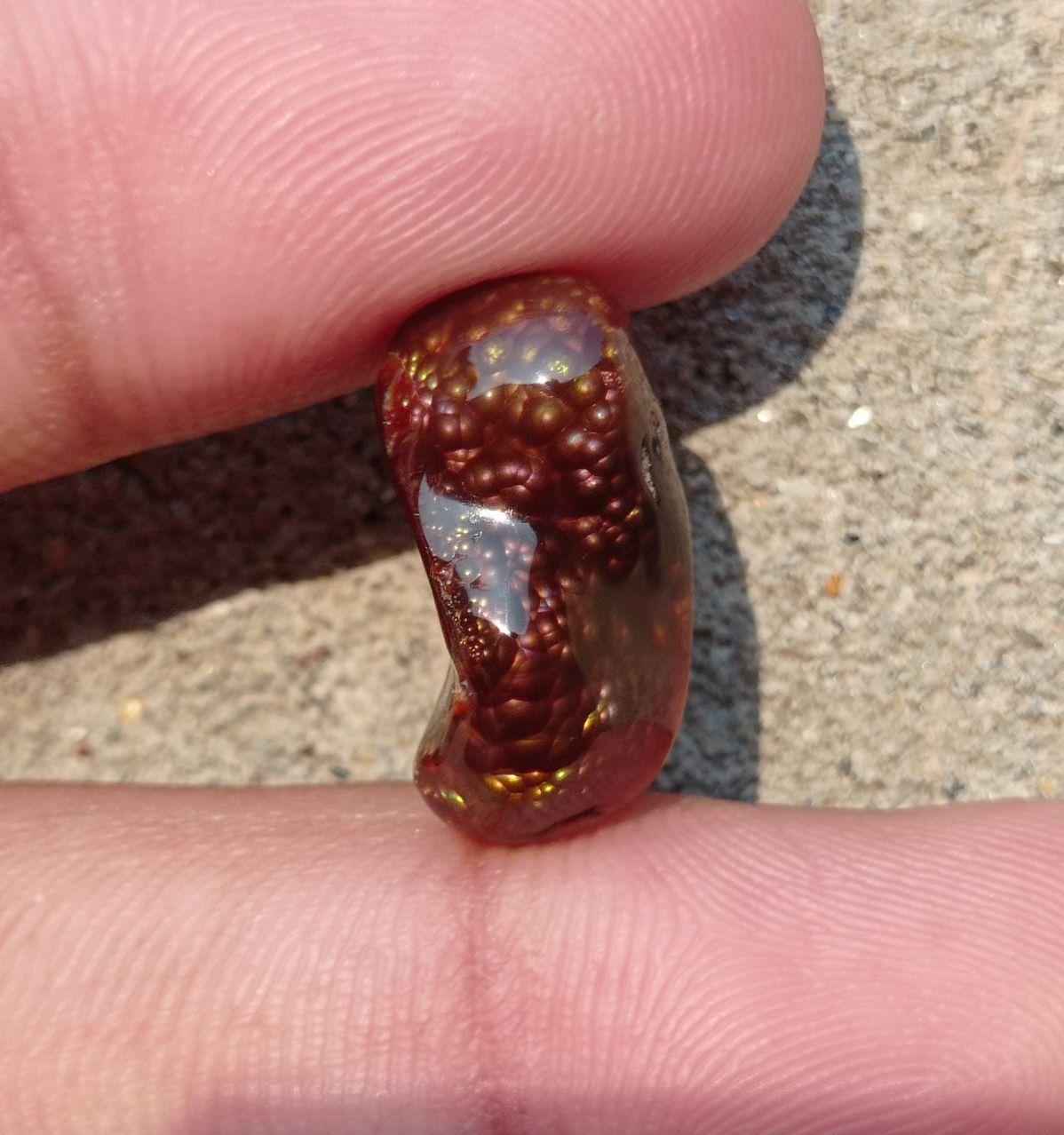 10.7ct Natural Curved Mexican Fire Agate, Rare Gemstone than Diamonds, Bubbly Fire Agate, Dimensions-19x11mm