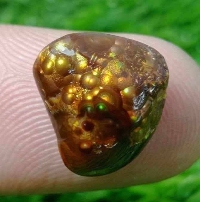 8.5ct Rare Fire Agate, Yellow Bubbly Fire Agate - Fire Agate AZ, Perfect gemstone Gift,  Dimensions -  14x13  mm
