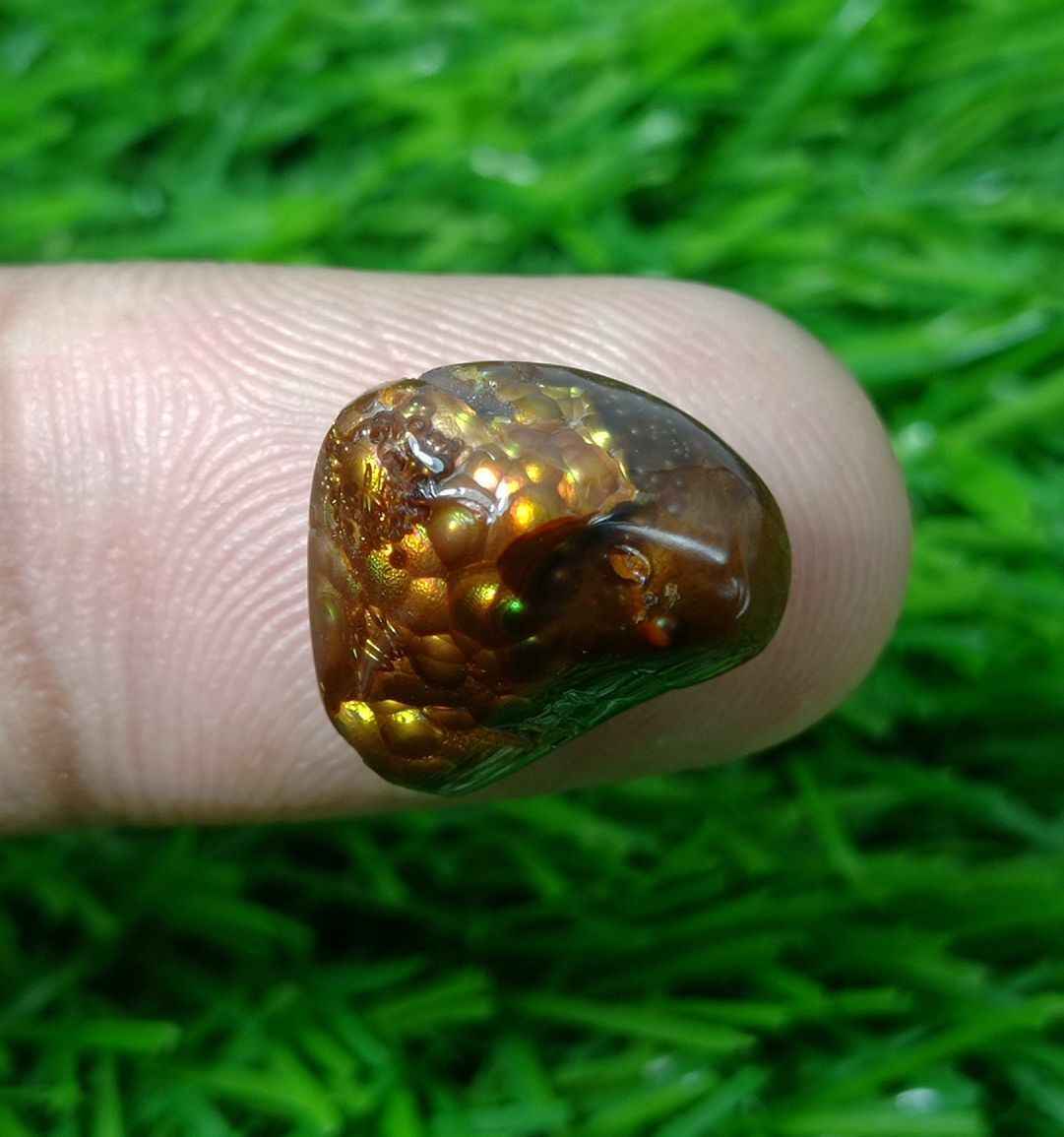 8.5ct Rare Fire Agate, Yellow Bubbly Fire Agate - Fire Agate AZ, Perfect gemstone Gift,  Dimensions -  14x13  mm
