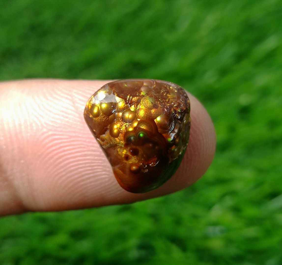 8.5ct Rare Fire Agate, Yellow Bubbly Fire Agate - Fire Agate AZ, Perfect gemstone Gift,  Dimensions -  14x13  mm