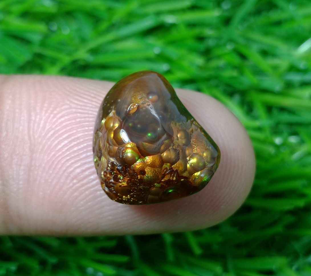8.5ct Rare Fire Agate, Yellow Bubbly Fire Agate - Fire Agate AZ, Perfect gemstone Gift,  Dimensions -  14x13  mm