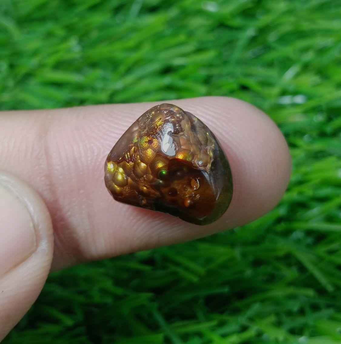 8.5ct Rare Fire Agate, Yellow Bubbly Fire Agate - Fire Agate AZ, Perfect gemstone Gift,  Dimensions -  14x13  mm