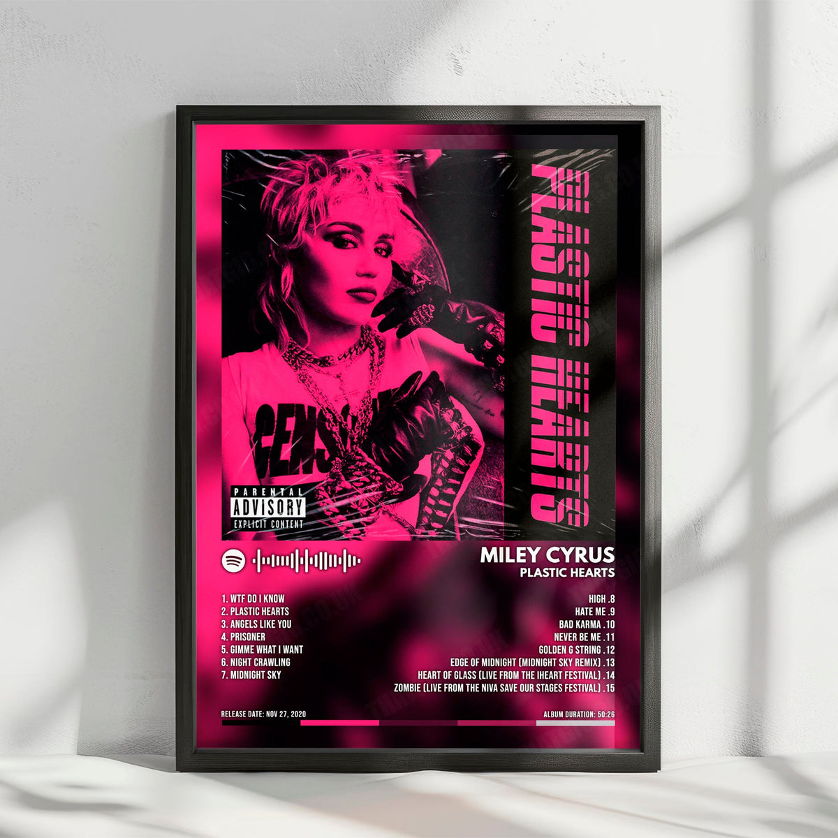 Miley Cyrus "Plastic Hearts" Album Cover Poster - with Complete Tracklist