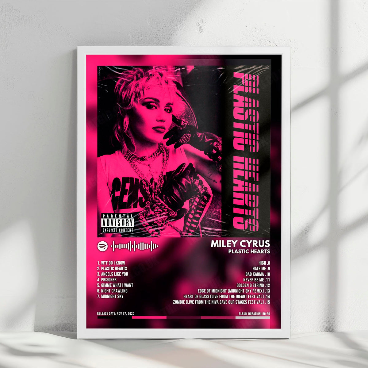 Miley Cyrus "Plastic Hearts" Album Cover Poster - with Complete Tracklist
