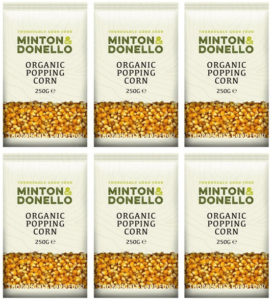 6 x Minton & Donello Org Popping Corn - 250g