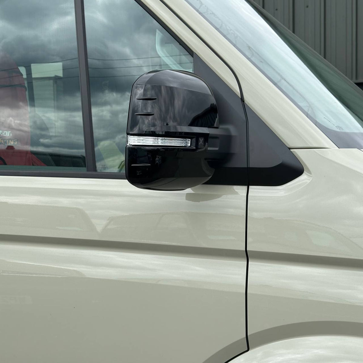 For VW Crafter New Shape Wing Mirror Covers Gloss Black Set of 2 Mirror Cap Styling Upgrade - Van-X