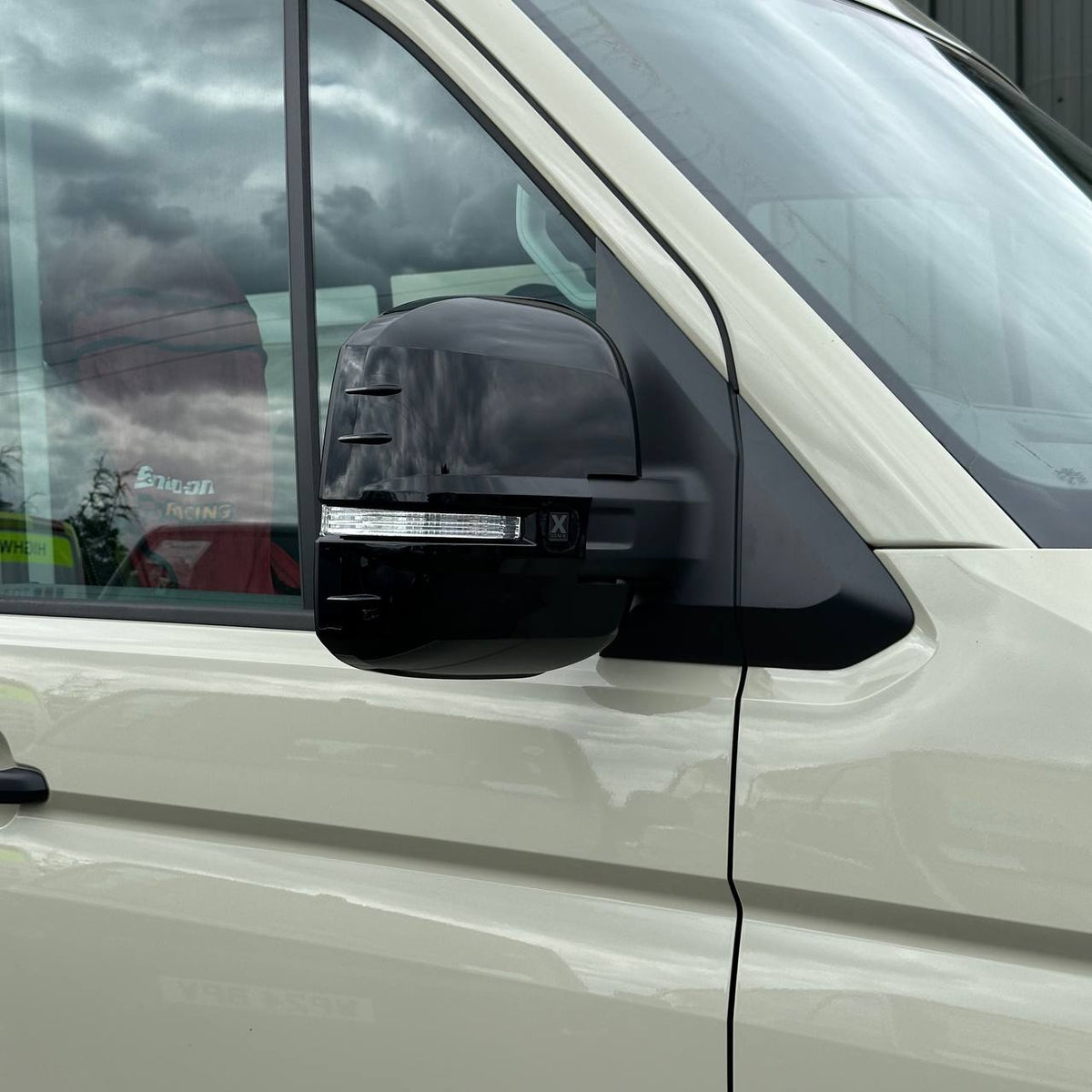 For VW Crafter New Shape Wing Mirror Covers Gloss Black Set of 2 Mirror Cap Styling Upgrade - Van-X