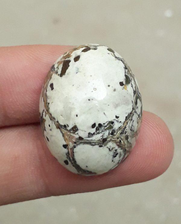 32ct Jasper - White Jasper Cabochon - 26x20mm