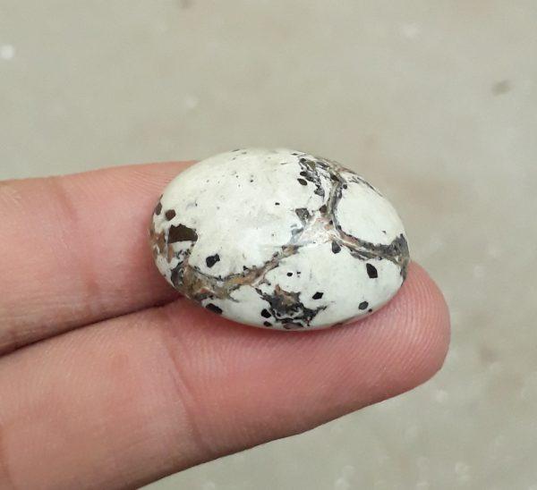 32ct Jasper - White Jasper Cabochon - 26x20mm
