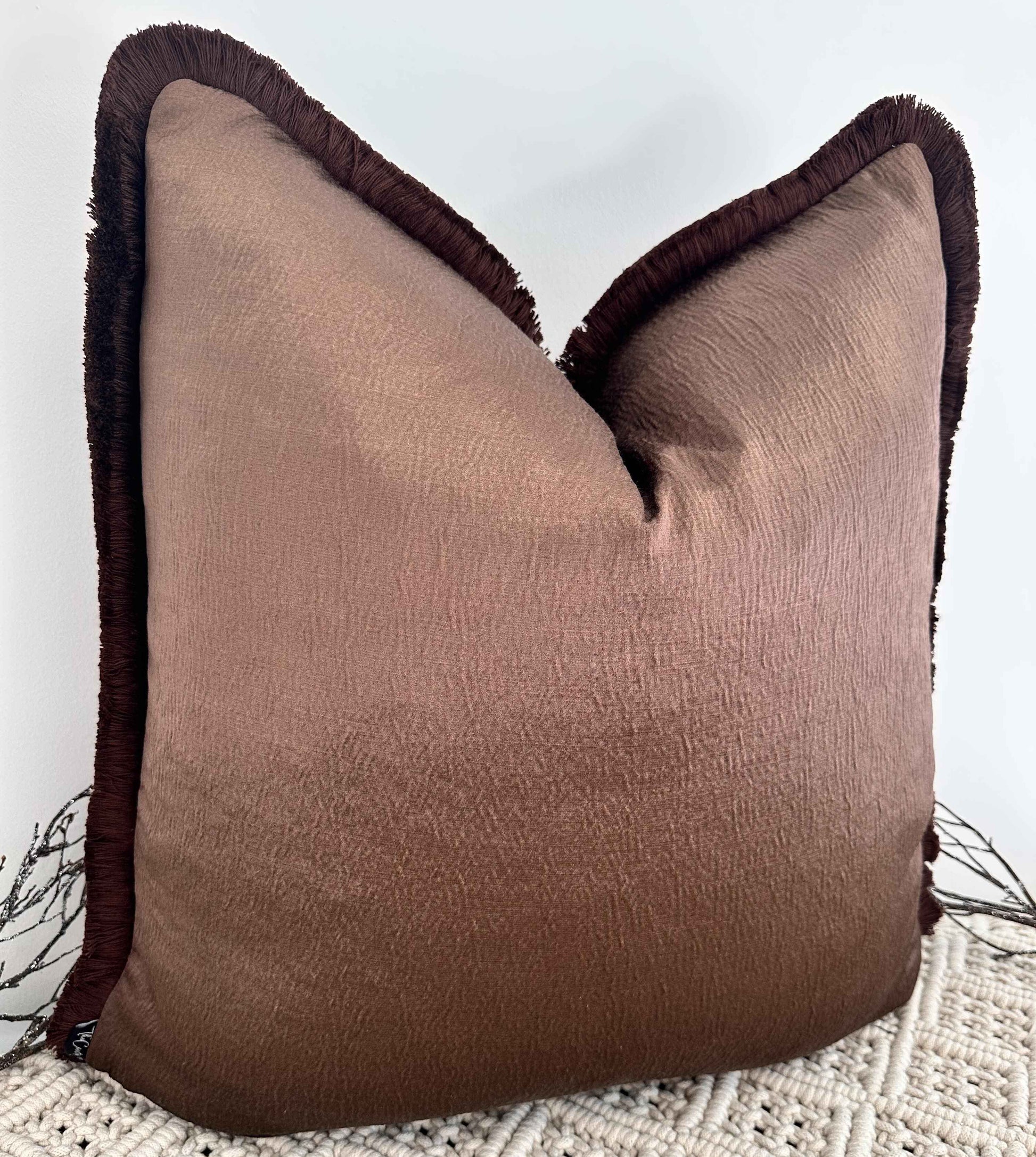 The Couture Cushion - The Mocha Laurent Fringed in Mocha - Style No. 211