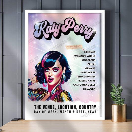 Katy Perry Setlist Poster - Resorts World Theatre, Las Vegas - October 13th, 2023