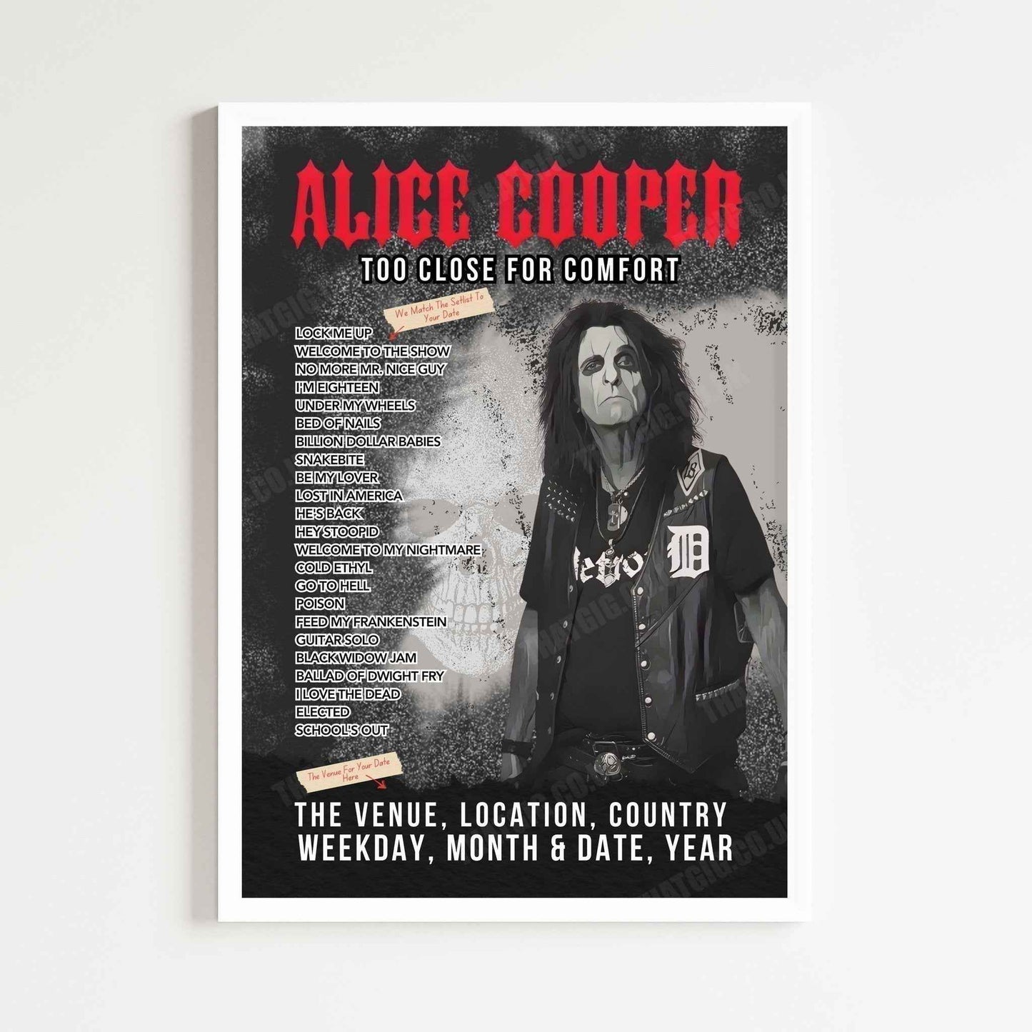 Alice Cooper Setlist Poster - AO Arena, Manchester, England - October 17th, 2024