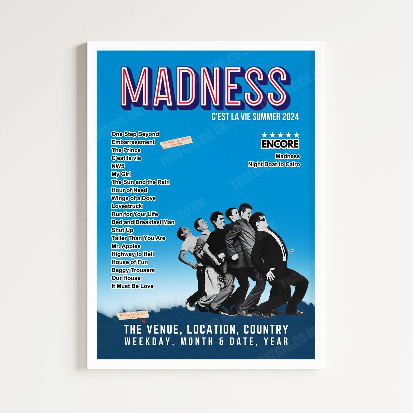 Madness Setlist Poster - Wollaton Park, Nottingham - July 22nd, 2023