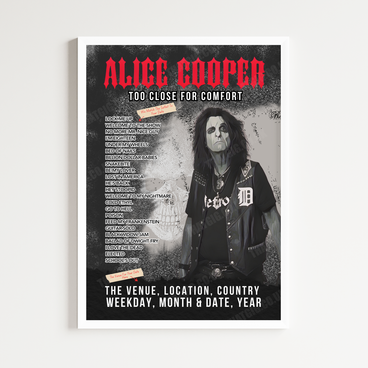 Alice Cooper Setlist Poster - St. Augustine Amphitheatre, St. Augustine - February 11th, 2025