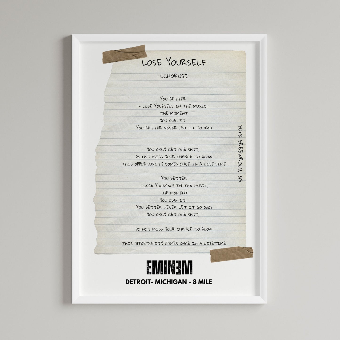 Eminem "Lose Yourself" Lyric Poster
