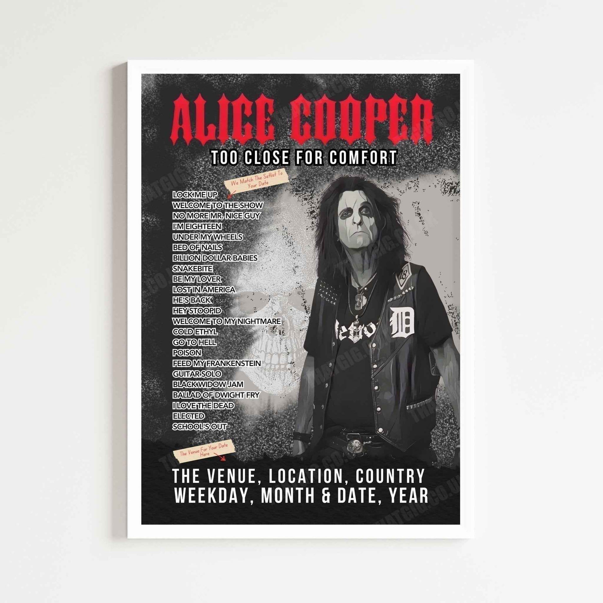 Alice Cooper Setlist Poster - First Direct Arena, Leeds, England - October 18th, 2024
