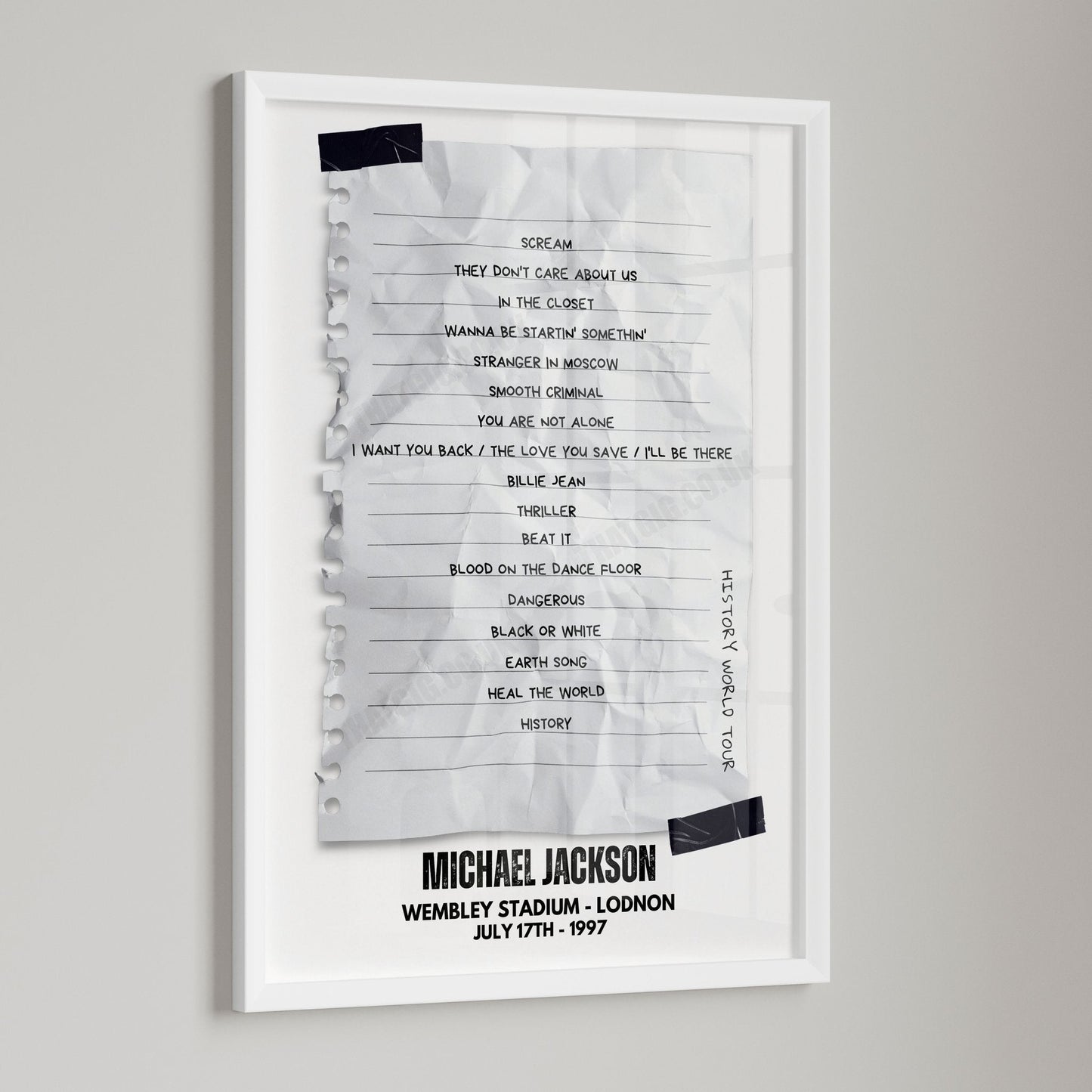 Michael Jackson Retro Setlist Poster - Wembley Stadium, London, July 17th 1997