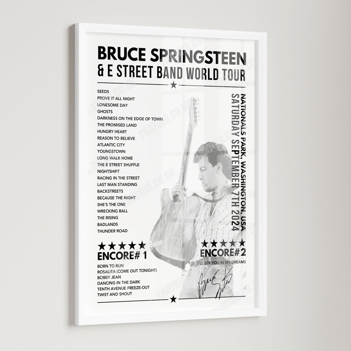 Bruce Springsteen Setlist Poster - Festivalpark, Werchter, Belgium - July 2nd, 2024