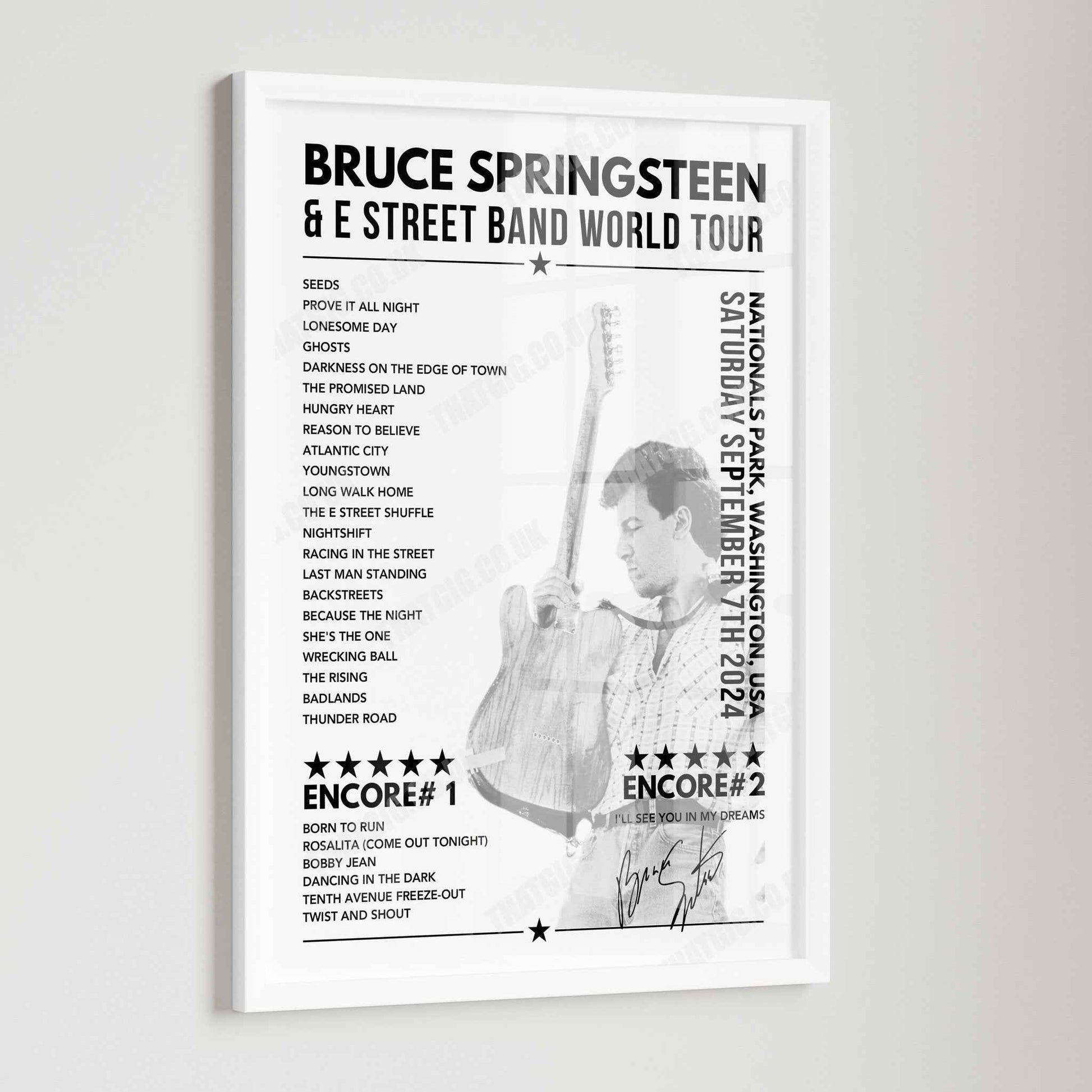 Bruce Springsteen Setlist Poster - Footprint Center, Phoenix, Arizona - March 19th, 2024