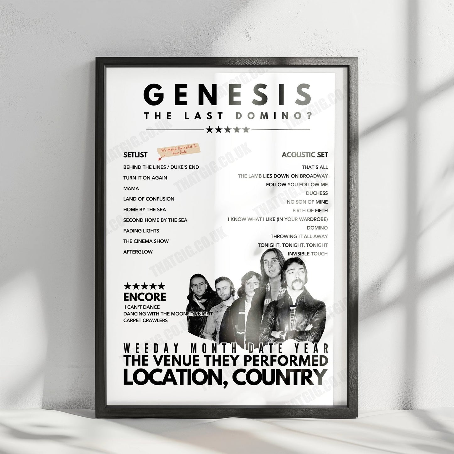 Genesis Setlist Poster - The O2 Arena, London, England - March 26th, 2022