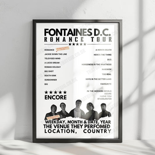 Fontaines D.C. Setlist Poster - Plymouth Pavilions, England - November 26th, 2024