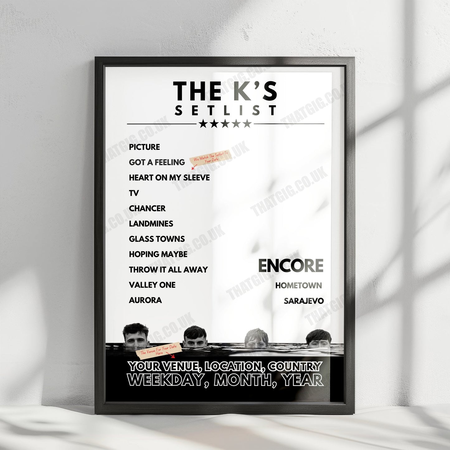 The K's Setlist Poster - Chinnery's, Southend-on-Sea, England - August 15th, 2024