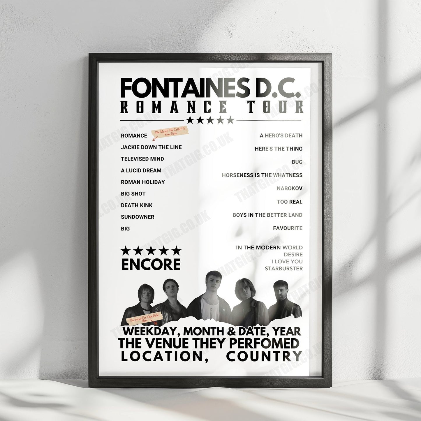 Fontaines D.C. Setlist Poster - First Direct Arena, Leeds, England - December 3rd, 2024
