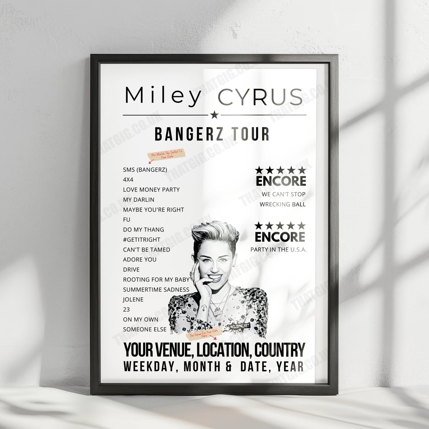 Miley Cyrus Setlist Poster - Autódromo Hermanos Rodríguez, Mexico City - November 20th, 2022