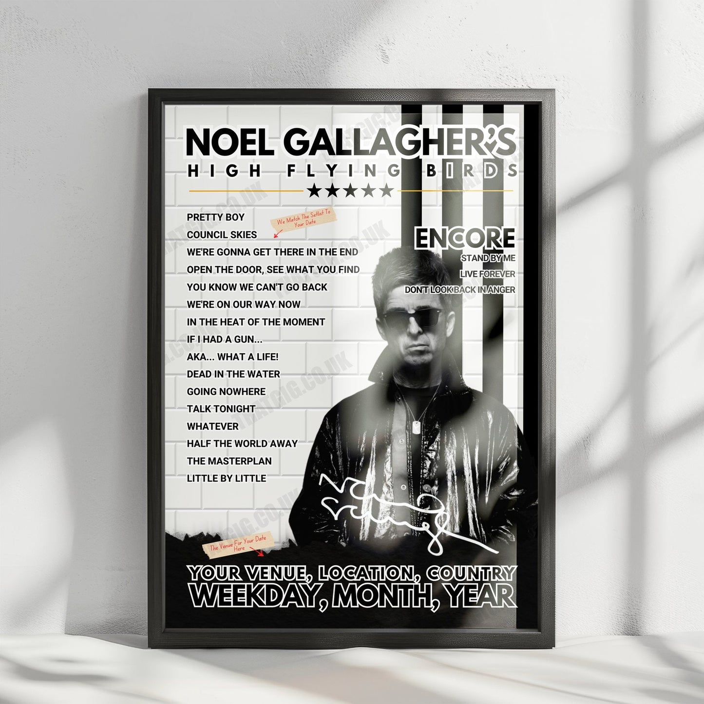 Noel Gallagher’s High Flying Birds Setlist Poster - Fuji Rock Festival, Yuzawa - July 28th, 2024