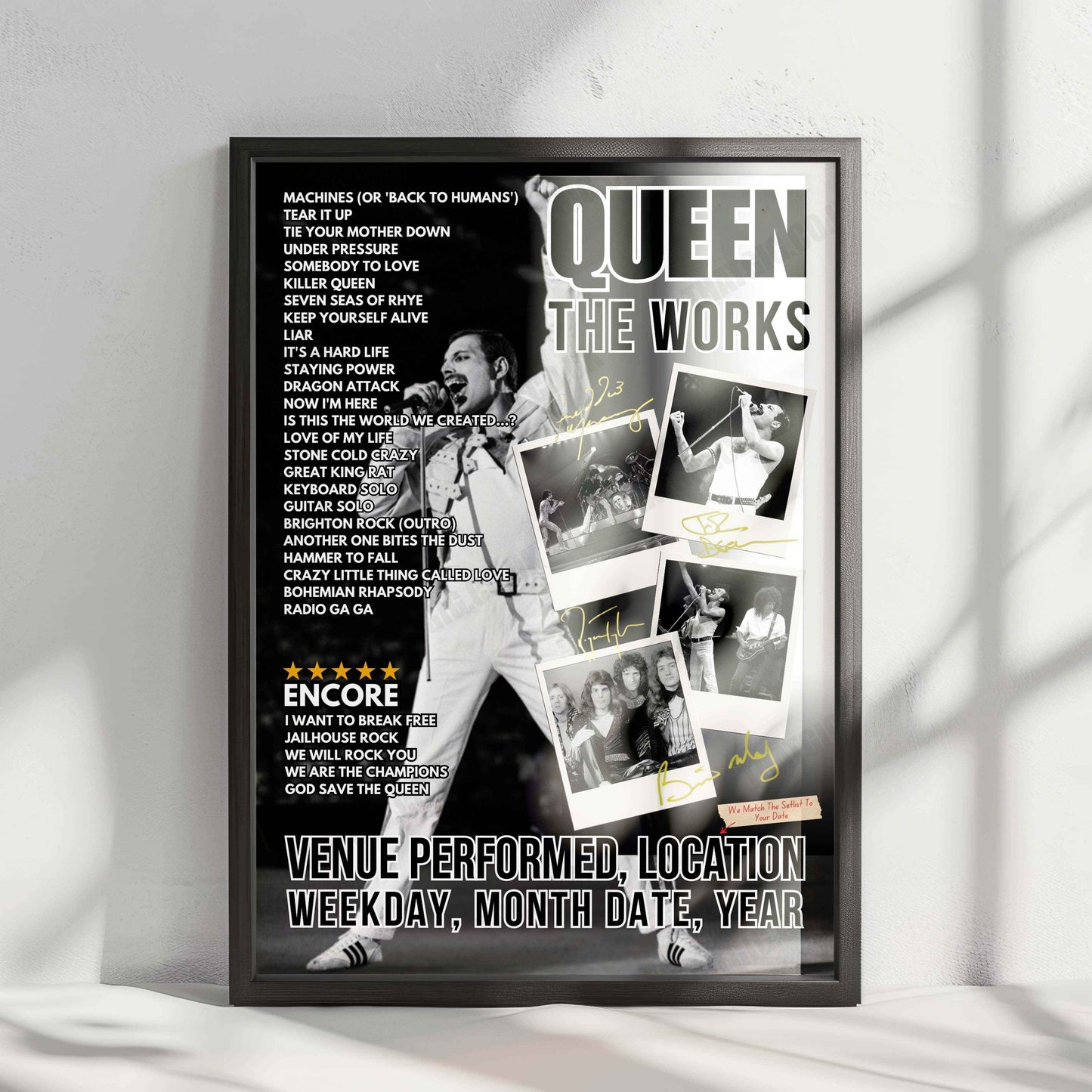 Queen Setlist Poster - Arizona Veterans Memorial Coliseum, Phoenix - September 10th, 1982