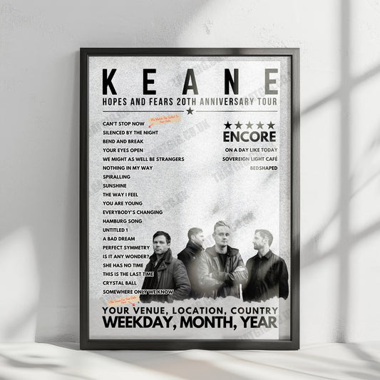 Keane Setlist Poster - Co-op Live, Manchester - October 19th, 2024