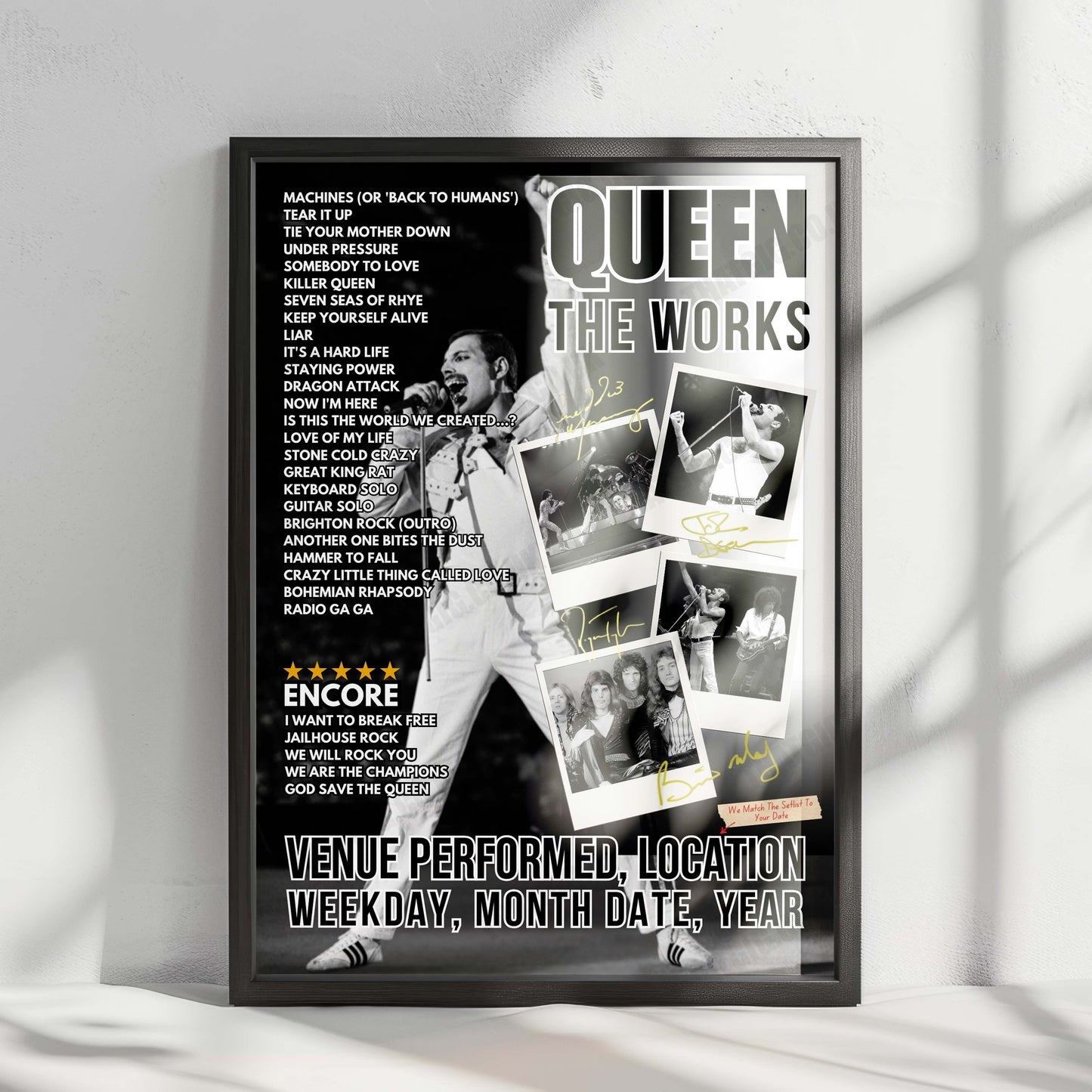 Queen Setlist Poster - Superbowl, Sun City - October 7th, 1984