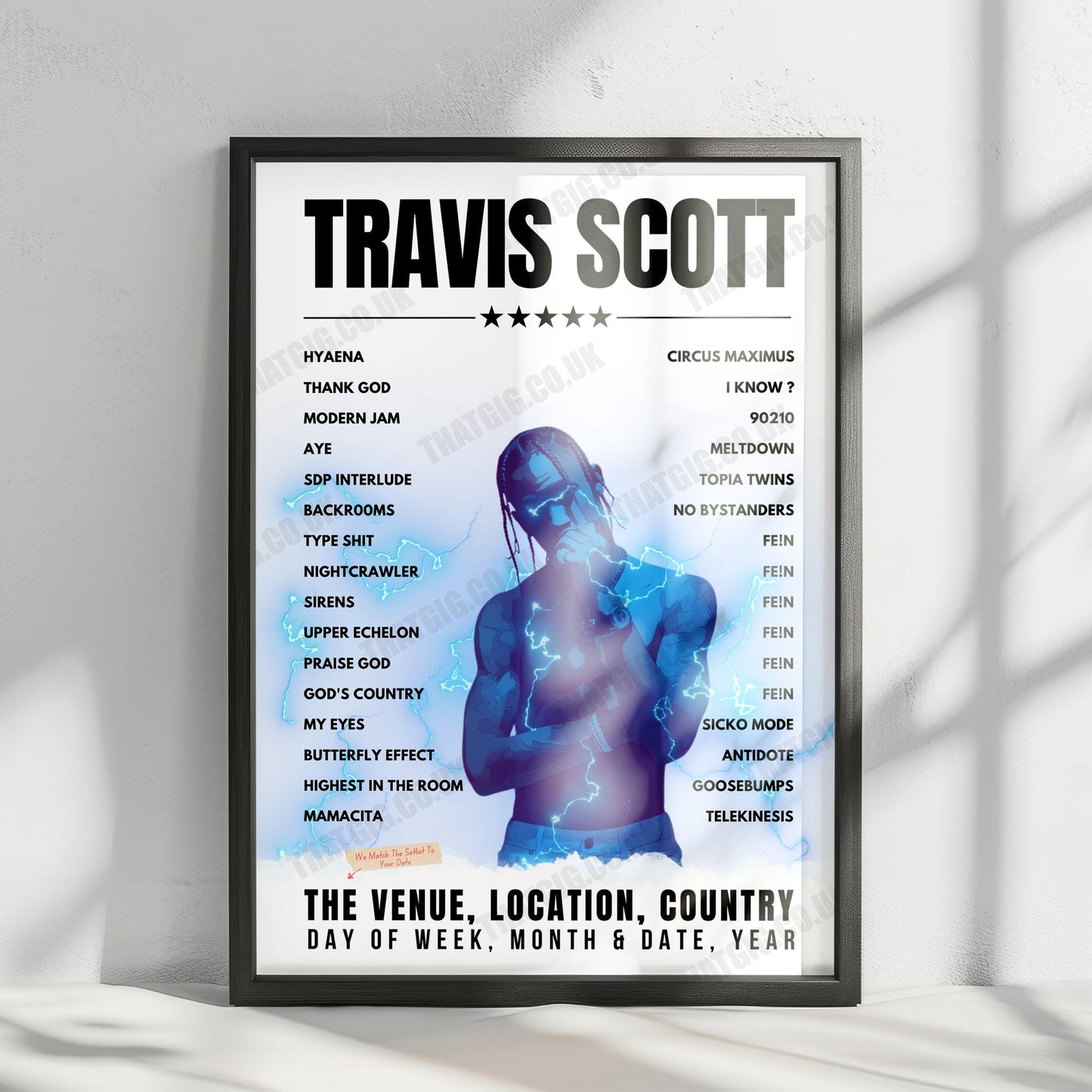 Travis Scott Setlist Poster - The O2 Arena, London - August 7th, 2022