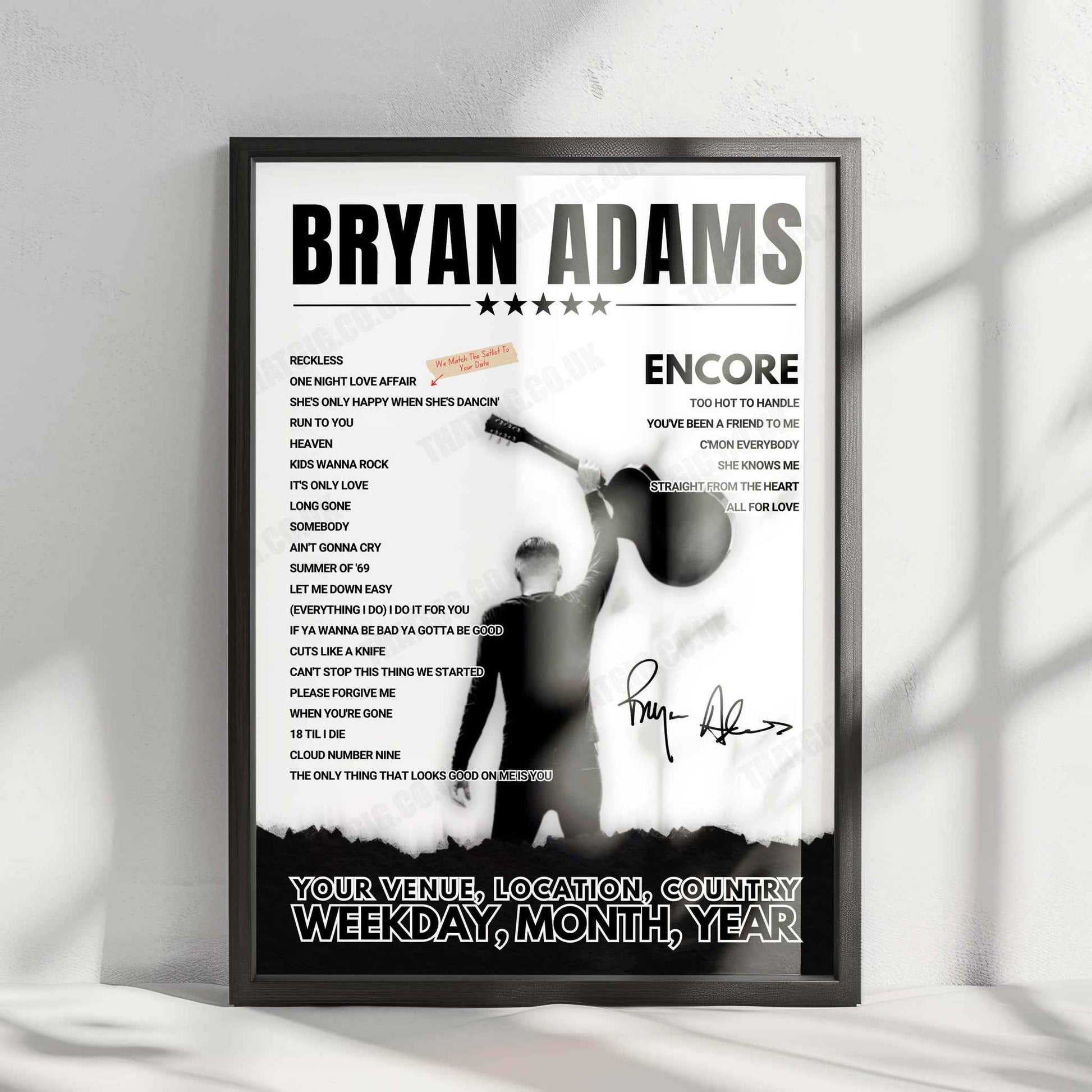 Bryan Adams Setlist Poster - Rockhal Main Hall, Esch-sur-Alzette - October 1st, 2024