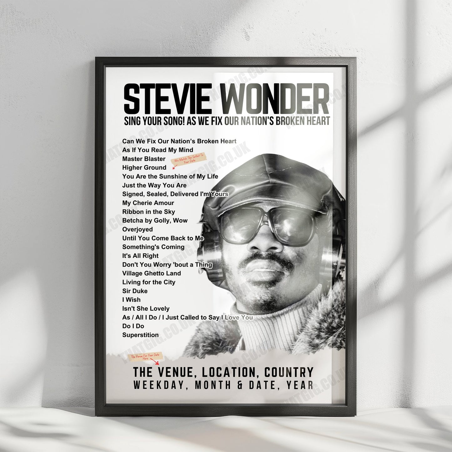 Stevie Wonder Setlist Poster - PPG Paints Arena, Pittsburgh - October 8th, 2024