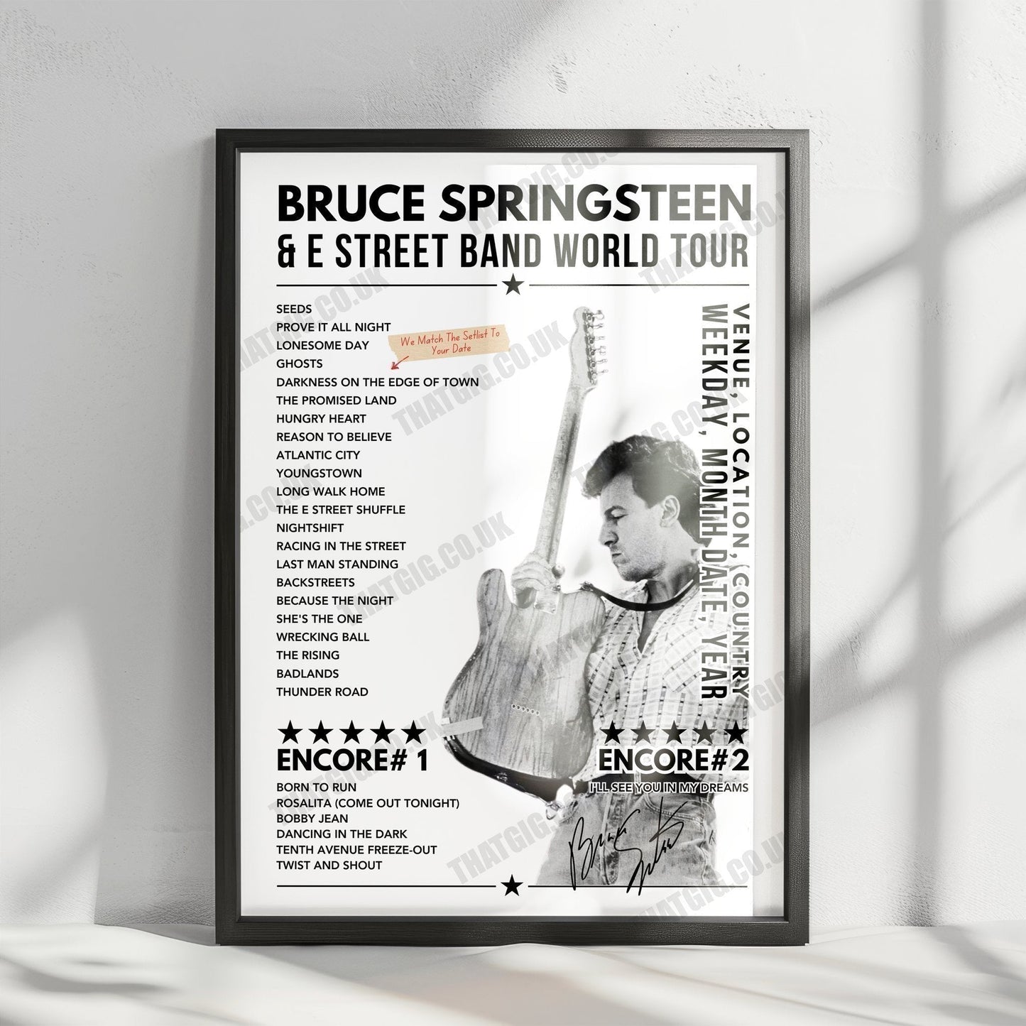 Bruce Springsteen Setlist Poster - Dyrskuepladsen, Odense, Denmark - July 9th, 2024