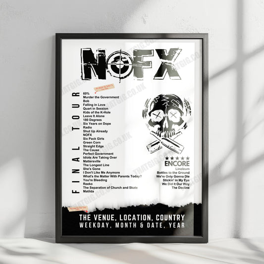 NOFX Setlist Poster - Fan Park @ Ice District, Edmonton - August 10th, 2024